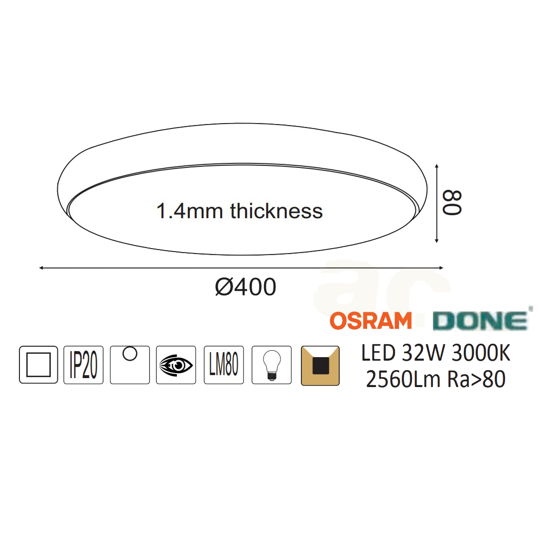Φωτιστικό Πλαφονιέρα Led Aca Kallista V27Ledc40Wh White Φωτιστικά Οροφής Spitishop
