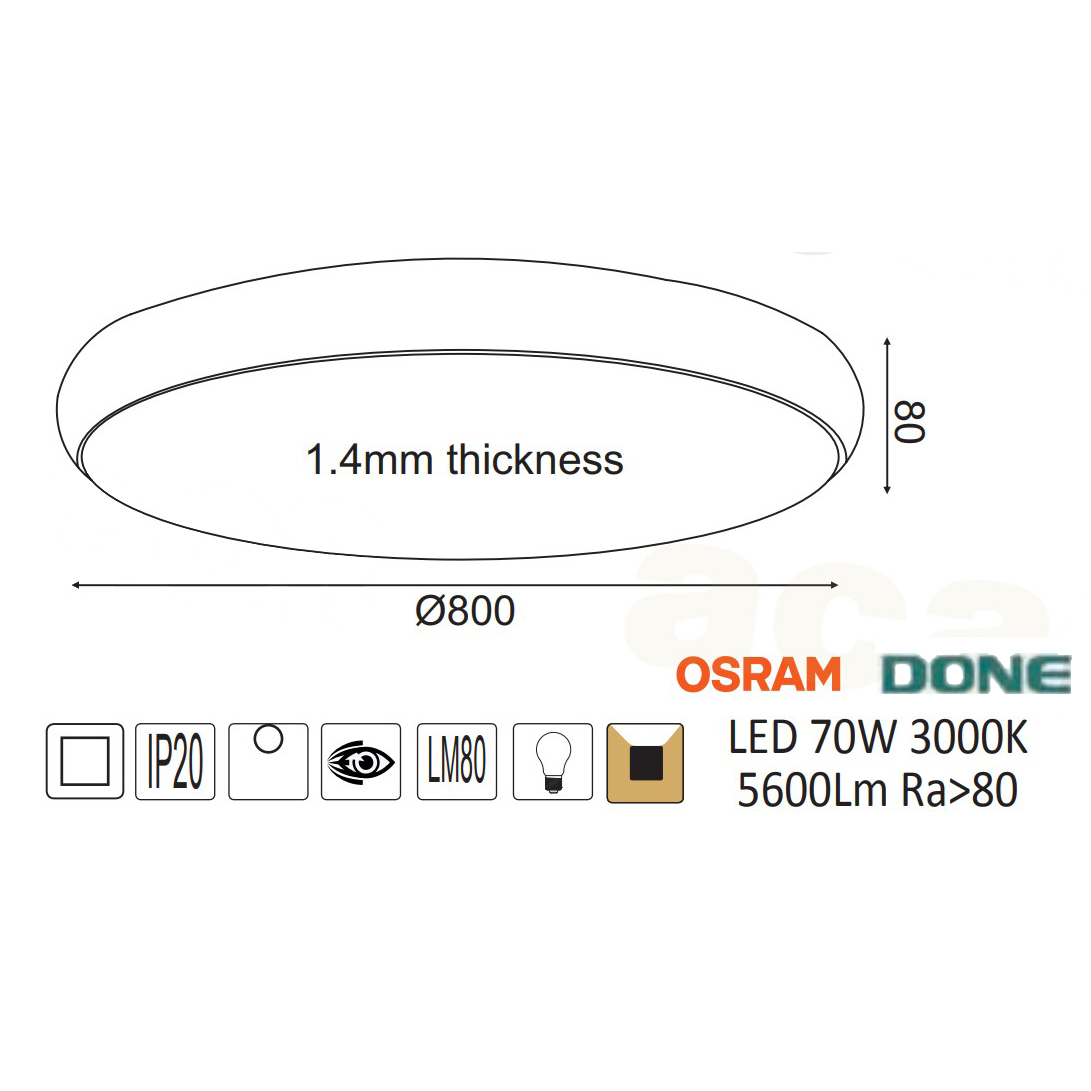 Φωτιστικό Πλαφονιέρα Led Aca Kallista V27Ledc80Bk Black Φωτιστικά Οροφής Spitishop