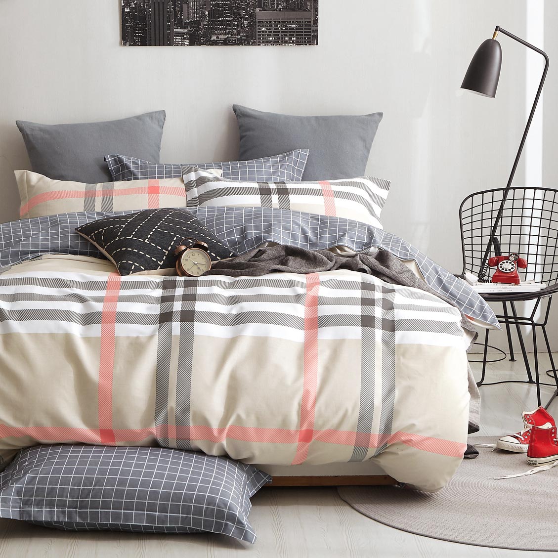 Σεντόνια Υπέρδιπλα (Σετ) Ravelia Sateen Tartan