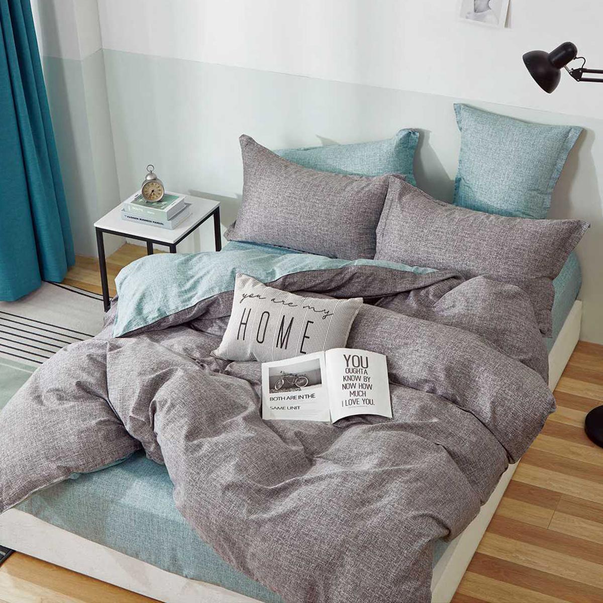 Παπλωματοθήκη Υπέρδιπλη (Σετ 230x250) Ravelia Sateen Chelsea Aqua