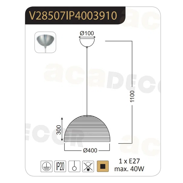 Φωτιστικό Οροφής Μονόφωτο Aca Zinc V28507IP40 Nickel