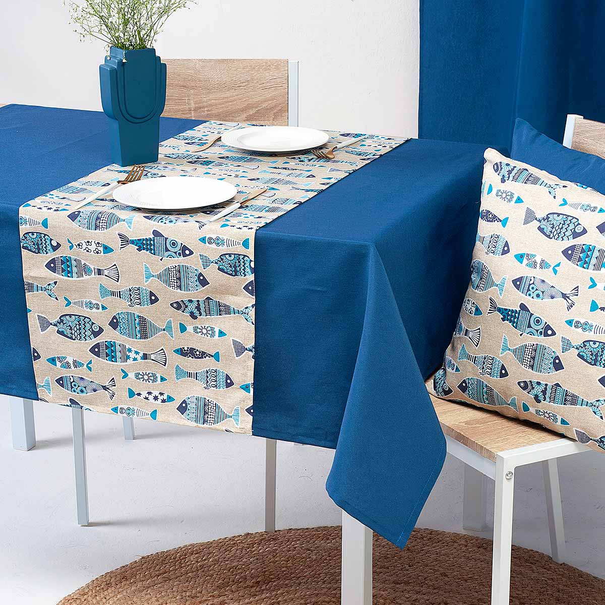 Τραπεζομάντηλο (135x240) Ravelia Loneta Fiume 608 Navy Blue
