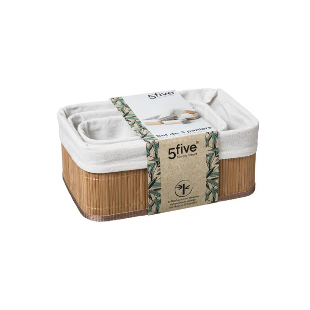 Καλάθια Αποθήκευσης (Σετ 3τμχ) F-V Natural Bamboo 174509A