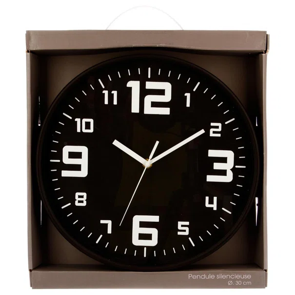 Ρολόι Τοίχου (Φ30) Αθόρυβο A-S Black 114555G