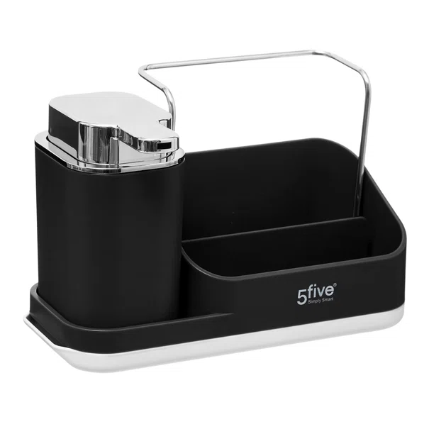 Δοχείο Υγρού Πιάτων + Θήκη Για Σφουγγάρι F-V Sinkcaddy Black 169131A