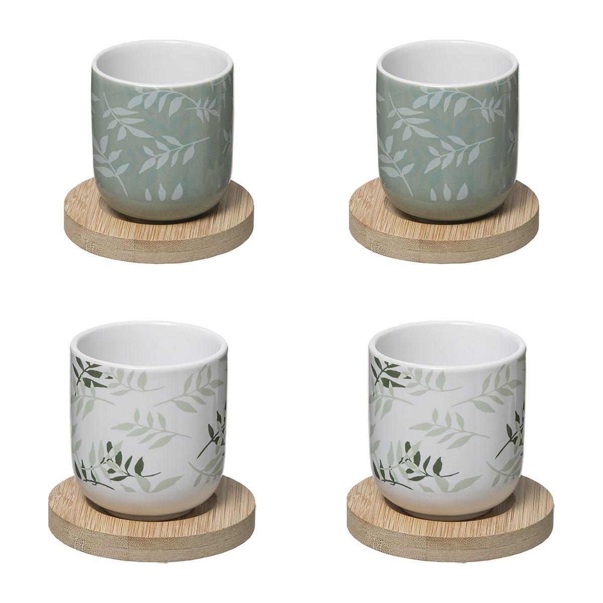 Φλυτζάνια Καφέ 130ml + Πιατάκια (Σετ 4τμχ) S-D Cup Green 173750