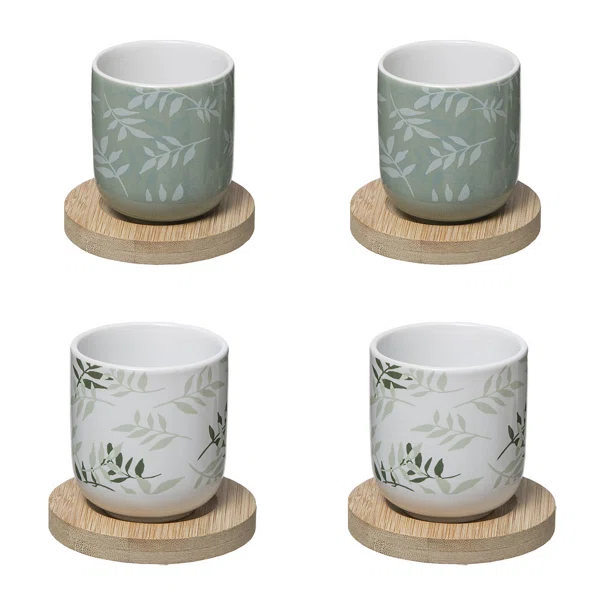 Φλυτζάνια Καφέ 130ml + Πιατάκια (Σετ 4τμχ) S-D Cup Green 173750