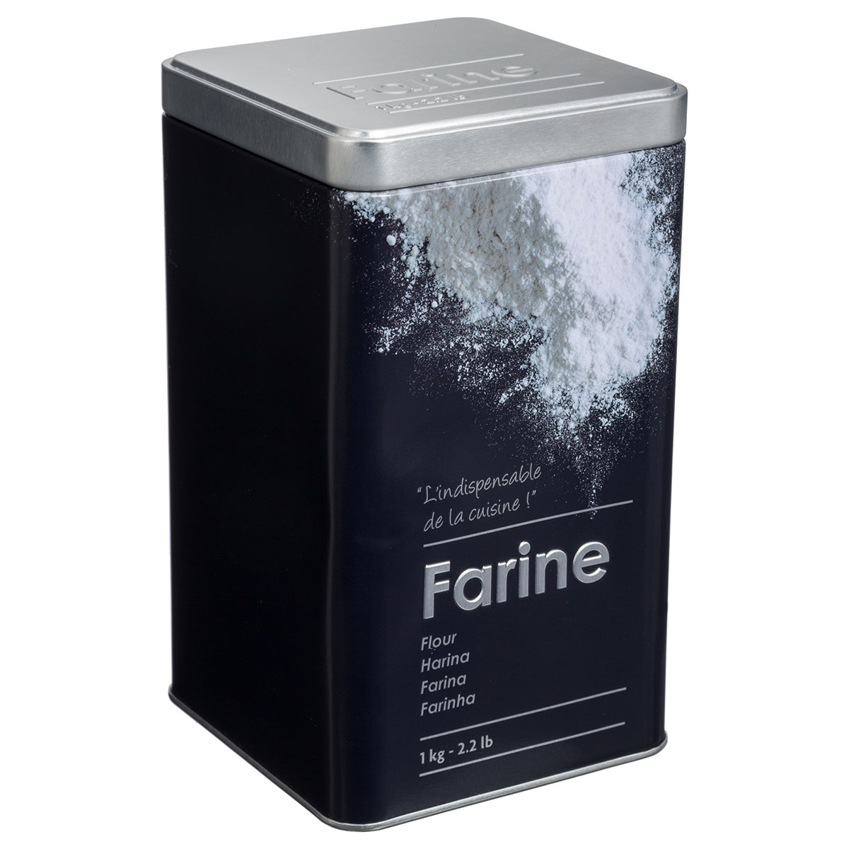 Δοχείο Για Αλεύρι 1kg (Φ10.7x18.4) F-V Embossed Black 136308