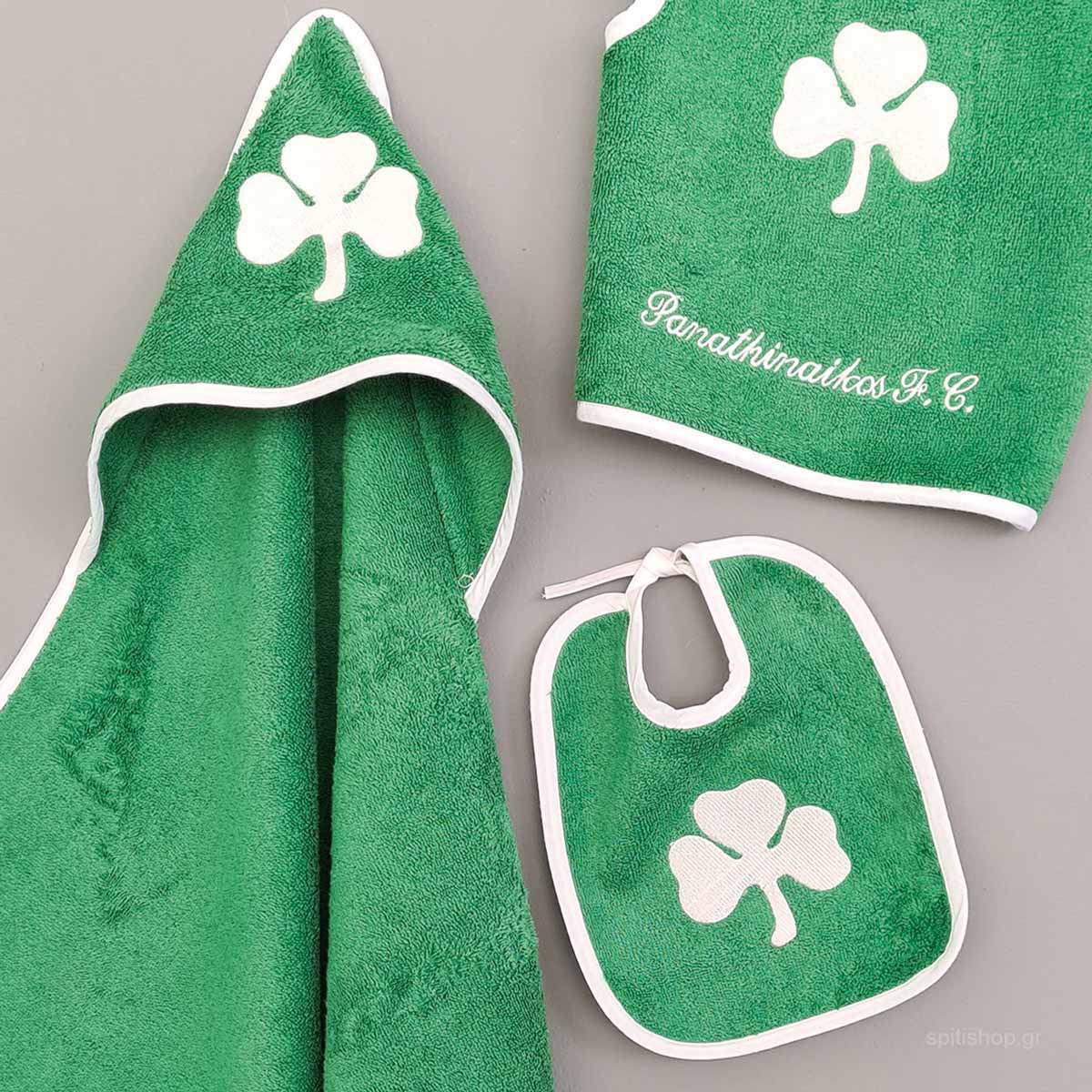 Βρεφικό Σετ Λουτρού Palamaiki Panathinaikos Baby Block Βρεφικά Προίκα Μωρού Κάπες Βρεφικές Spitishop
