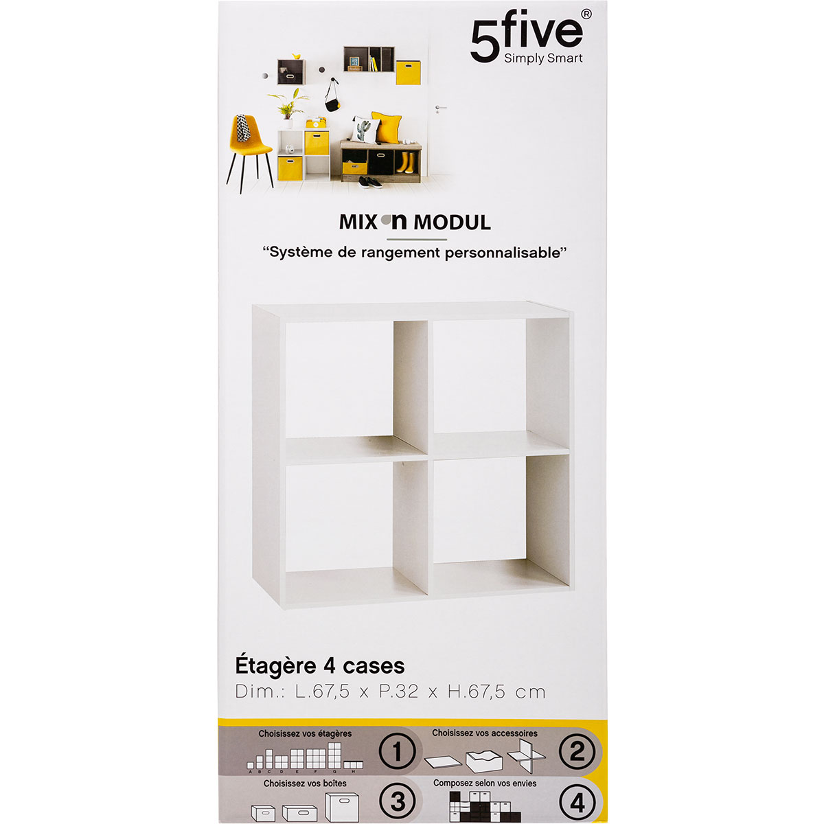 Βιβλιοθήκη Δαπέδου 4 Θέσεων (67.5x32x67.5) F-V Box Mix White 138908C