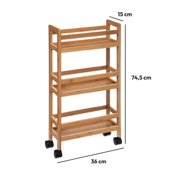 Τρόλεϊ Ραφιέρα 3 Θέσεων (36X15X74 5) F-V Bamboo 174521 Μπάνιο Έπιπλα Μπάνιου Spitishop