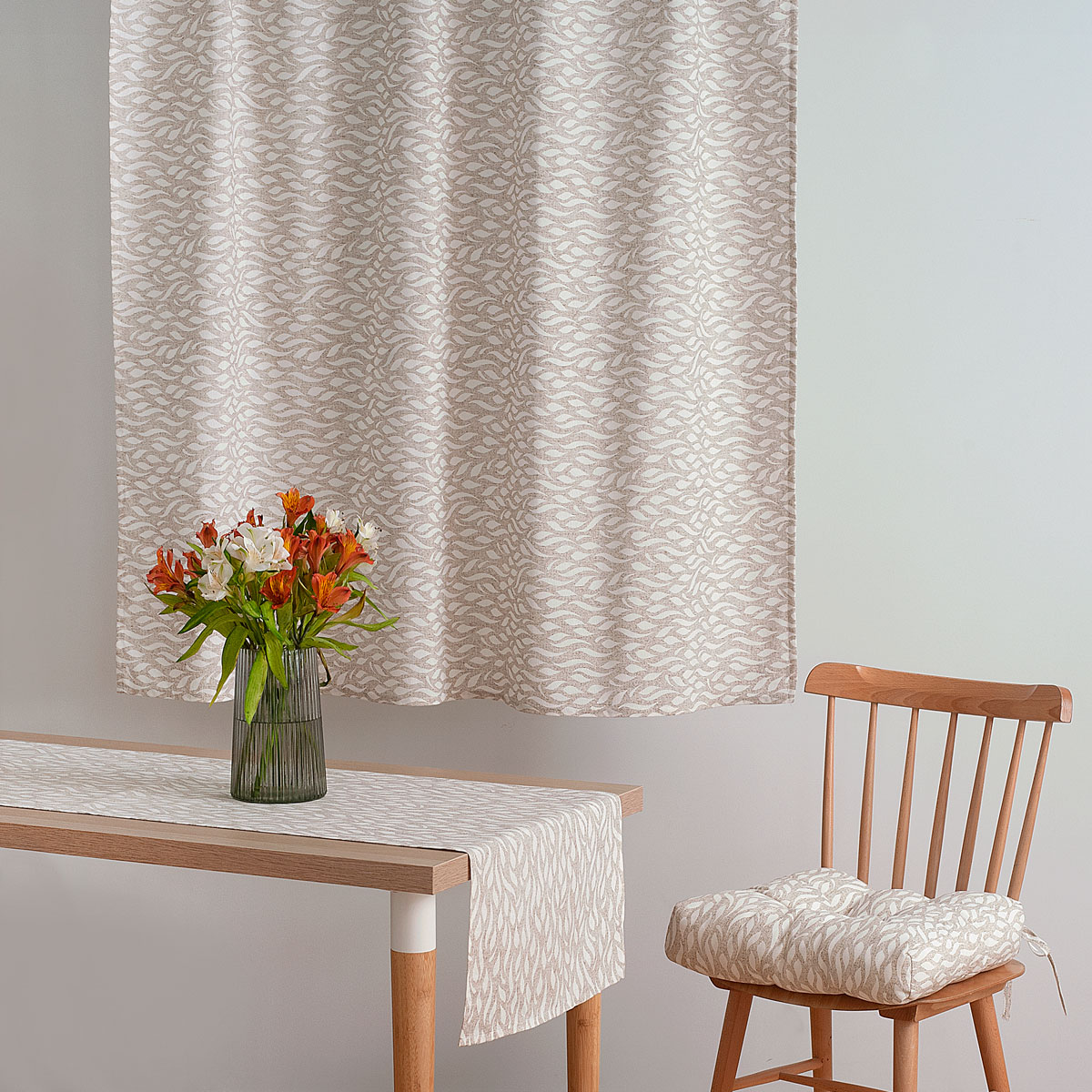 Κουρτίνα Παραθύρου (140x150) Με Τρέσα Ravelia Maloua Beige