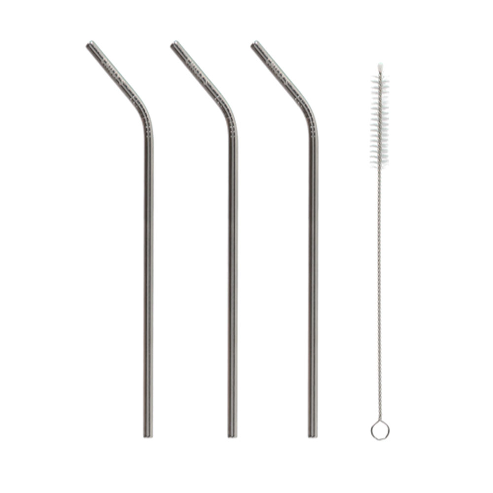 Καλαμάκια Μεταλλικά + Βουρτσάκι (Σετ 4τμχ) Chilly's Reusable Stainless Steel Straws