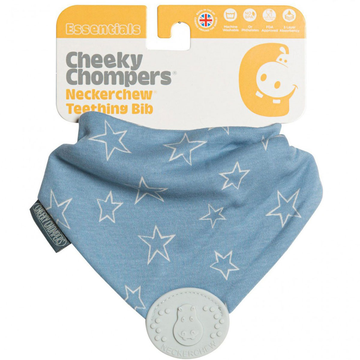 Σαλιάρα - Μπαντάνα Με Μασητικό 2-24 Μηνών Cheeky Chompers Denim Stars
