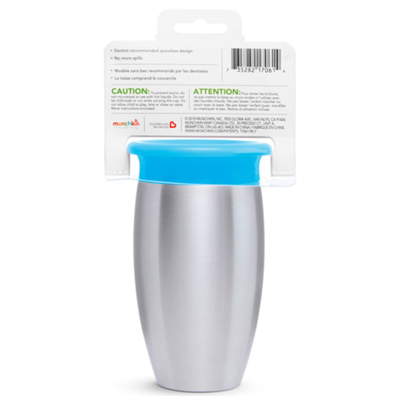 Ποτήρι Εκπαιδευτικό 296Ml Munchkin Miracle Stainless Steel Cup Blue Παιδικά Είδη Φαγητού & Αξεσουάρ Σερβιρίσματος Εκπαίδευσης Spitishop