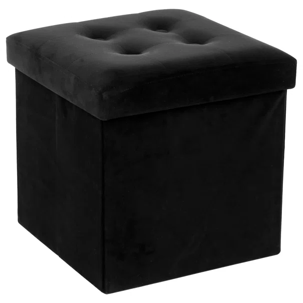 Σκαμπό Με Αποθηκευτικό Χώρο (38x38x38) A-S Lysandre Black Velvet 121470H