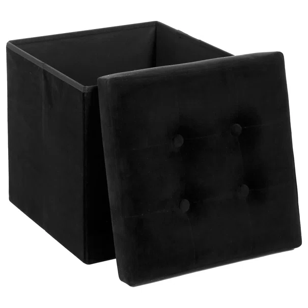 Σκαμπό Με Αποθηκευτικό Χώρο (38x38x38) A-S Lysandre Black Velvet 121470H