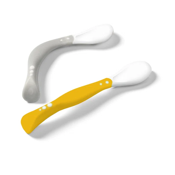 Κουτάλια Φαγητού (Σετ 2τμχ) BabyOno Grey-Yellow BN1066/05