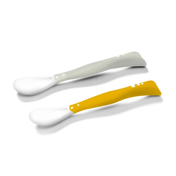 Κουτάλια Φαγητού (Σετ 2τμχ) BabyOno Grey-Yellow BN1066/05