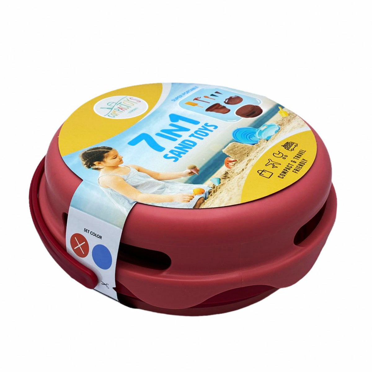 Κουβαδάκι + Φτυαράκια Παραλίας (Σετ 7Τμχ) Compactoys Red Θαλάσσης Παιδικά Είδη Παιχνίδια Spitishop
