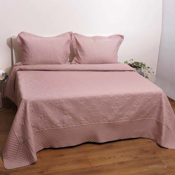 Κουβερλί Υπέρδιπλο (Σετ 220x240) Anna Riska Bedcover Olivia Blush Pink