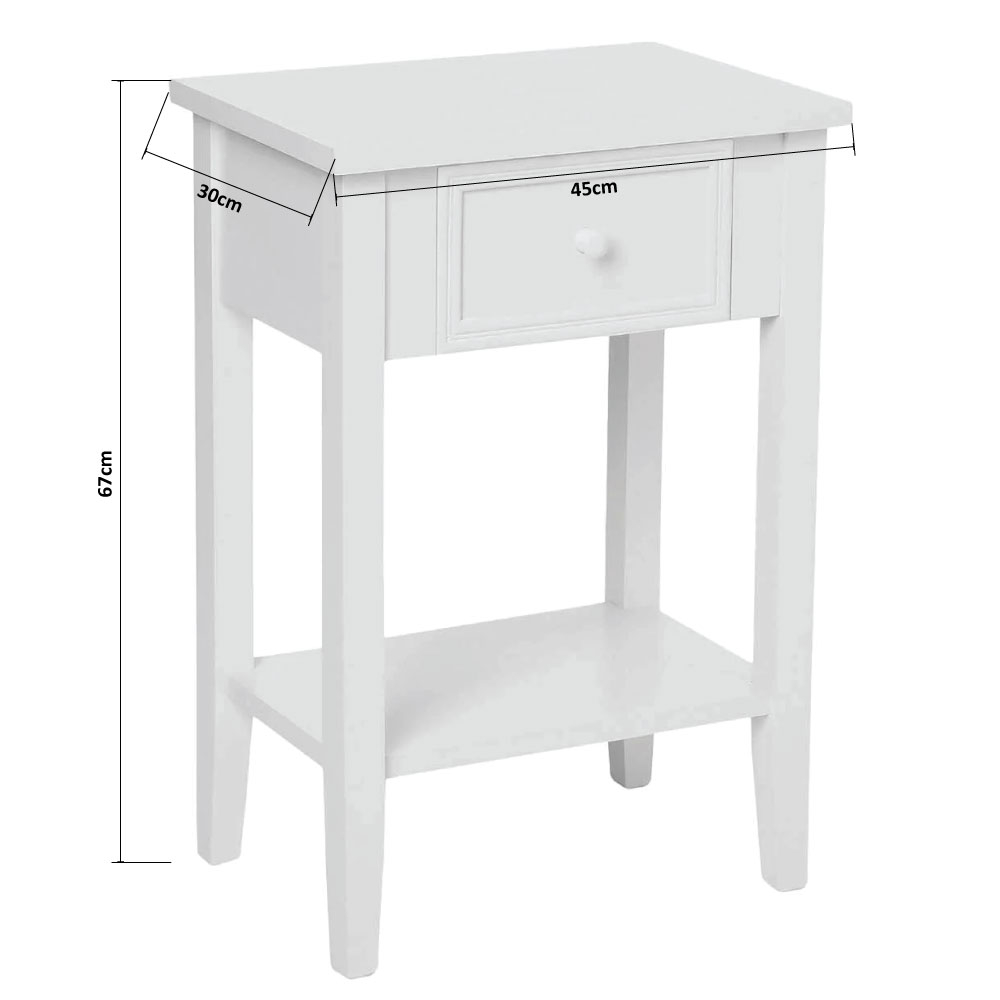 Κομοδίνο με Συρτάρι Ράφι (45X30X67) A-S Charme White 102215B Έπιπλα Κρεβατοκάμαρας Κομοδίνα Συρτάρια Spitishop