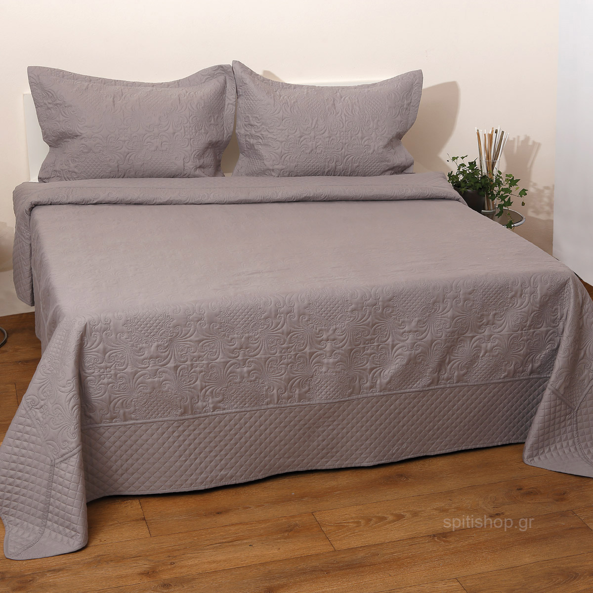 Κουβερλί Υπέρδιπλο (Σετ 220x240) Anna Riska Bedcover Olivia Grey