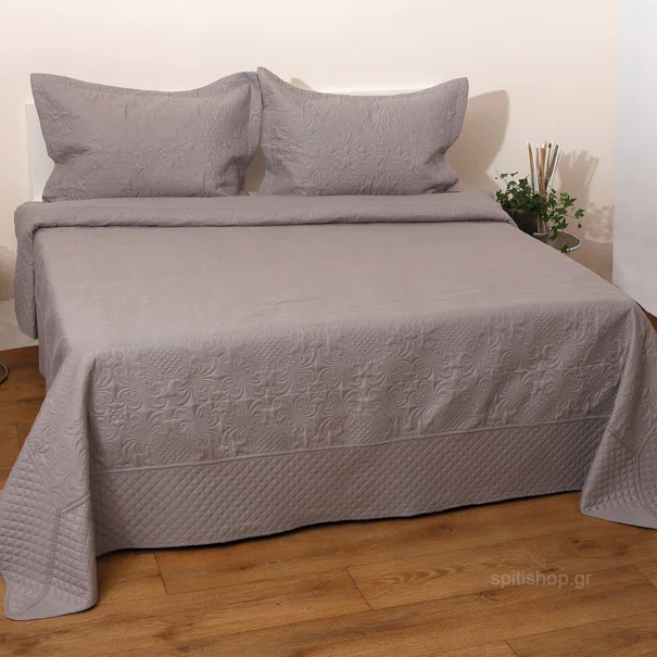 Κουβερλί Υπέρδιπλο (Σετ 220x240) Anna Riska Bedcover Olivia Grey