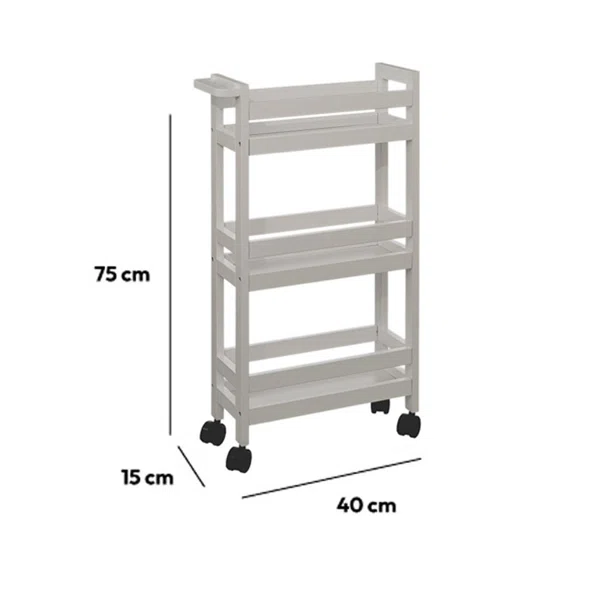 Τρόλεϊ/Ραφιέρα 3 Θέσεων (40x15.5x75) F-V Wheels Trolley Naturel 174762O