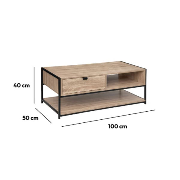 Τραπέζι Σαλονιού με Συρτάρι + Ράφι (100X50X40) F-V Coffee Table Aliaj 181377 Έπιπλα Τραπεζάκια Μέσης Spitishop