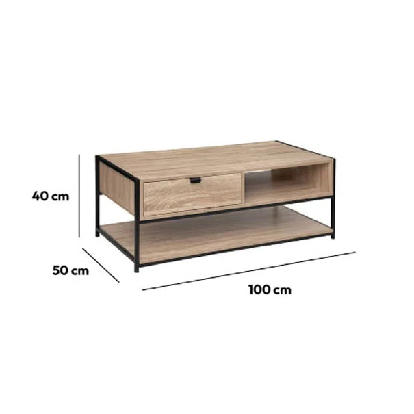 Τραπέζι Σαλονιού Με Συρτάρι + Ράφι (100x50x40) F-V Coffee Table Aliaj 181377