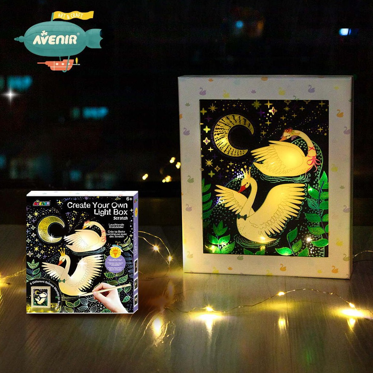 Κουτί με Φωτάκια Και Φύλλα Ζωγραφικής Scratch Avenir Create Your Own Light Box Παιχνίδια Επιτραπέζια - Εκπαιδευτικά Spitishop