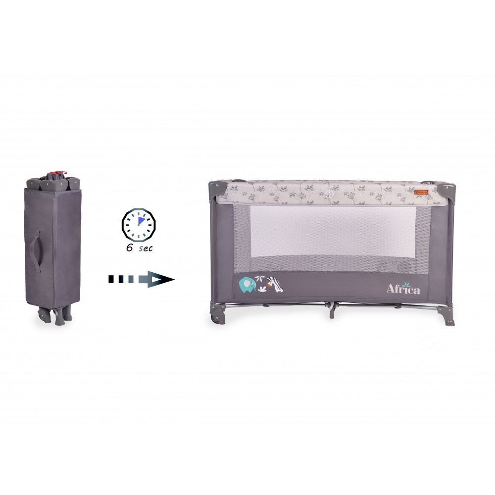 Παρκοκρέβατο (0+ Μηνών Έως 15Kg) Cangaroo Africa Grey Βρεφικά Παρκοκρέβατα Μωρού Spitishop
