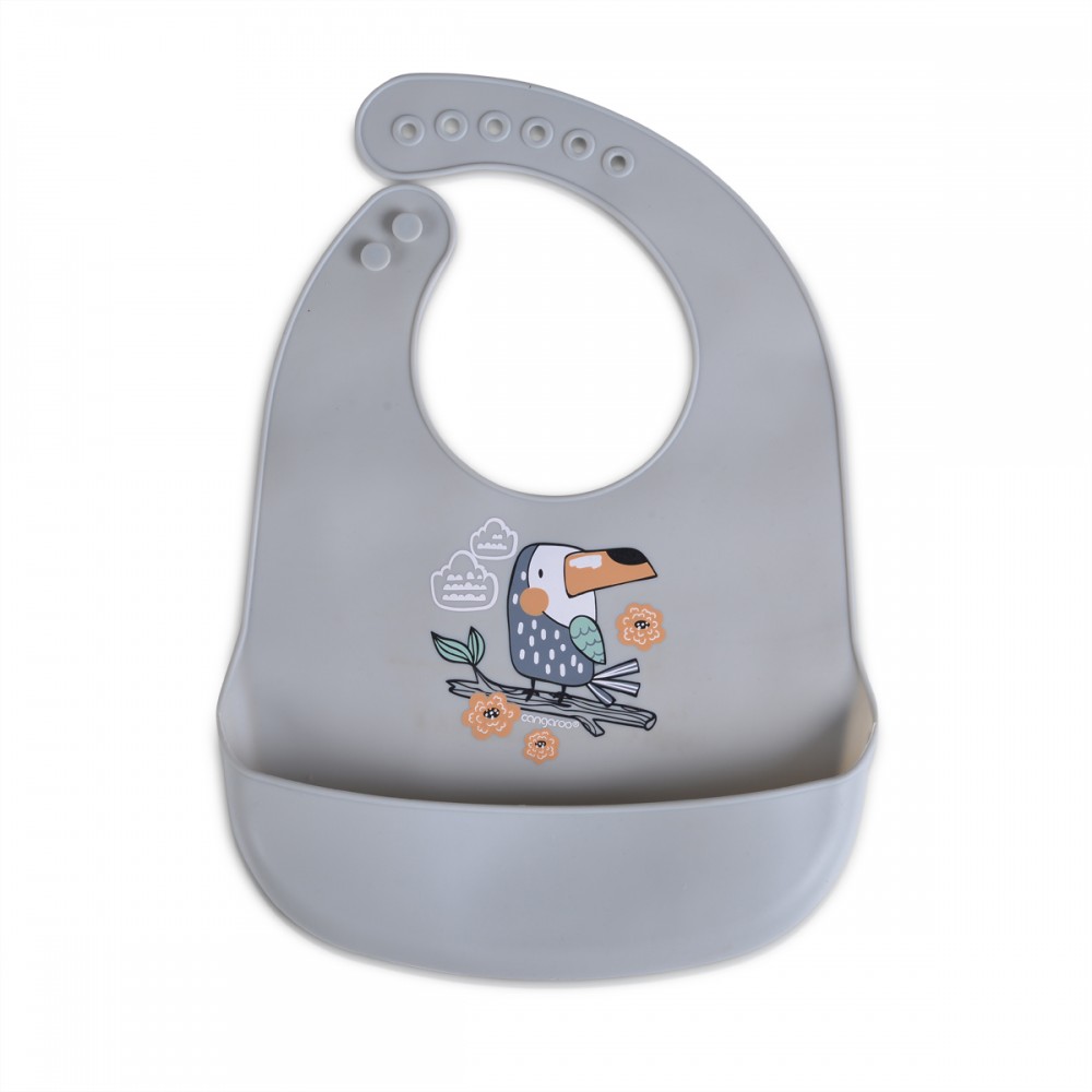 Σαλιάρα Σιλικόνης 4+ Μηνών (23x32) Cangaroo Rooibos Grey