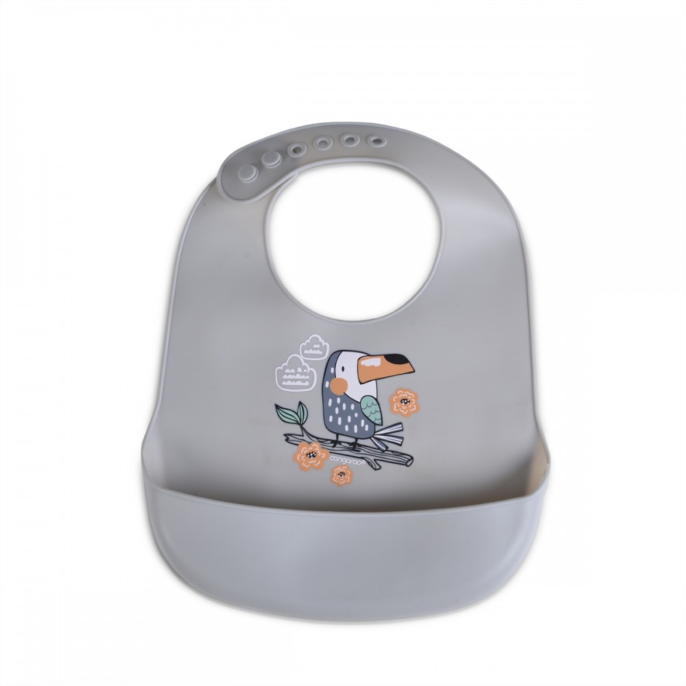 Σαλιάρα Σιλικόνης 4+ Μηνών (23x32) Cangaroo Rooibos Grey