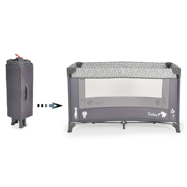 Παρκοκρέβατο (0+ Μηνών/Έως 15kg) Moni Safari Graphite