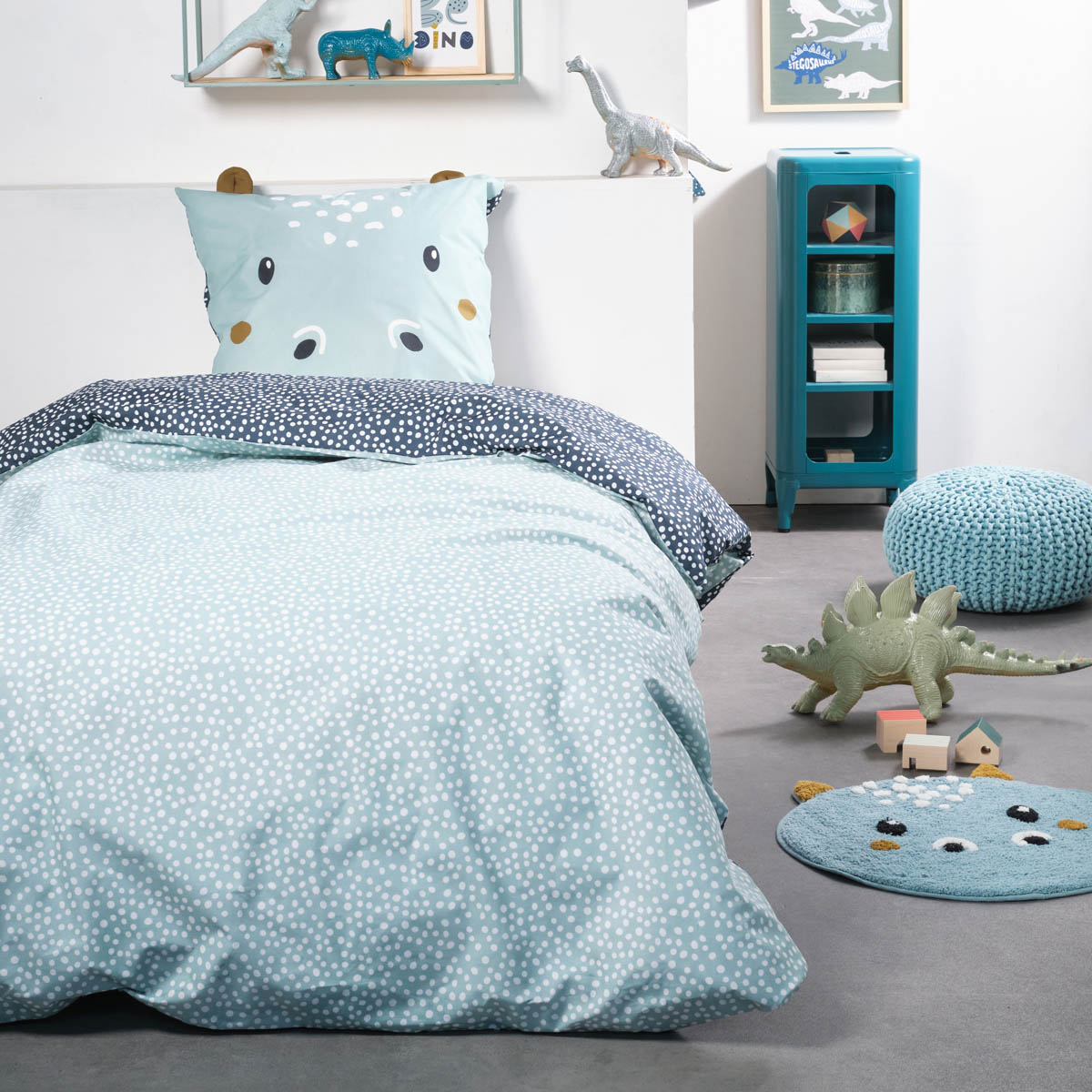 Παπλωματοθήκη Μονή (Σετ 160x240) 2 Όψεων Ravelia Cotton Kids Hippo