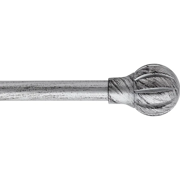 Κουρτινόξυλο Φ19mm Μονό Επεκτεινόμενο 120-210cm Με Άκρα L-N Zen Silver/Black 75033120931