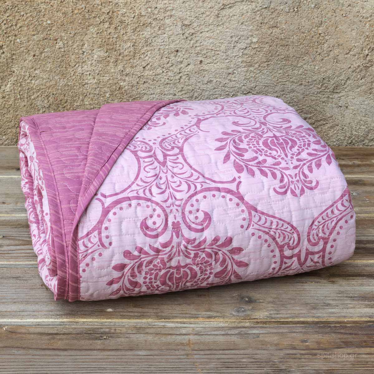 Κουβερλί Μονό (160X245) 2 Όψεων Kocoon Victoria Pink Λευκά Είδη Κρεβατοκάμαρας Μονά Spitishop