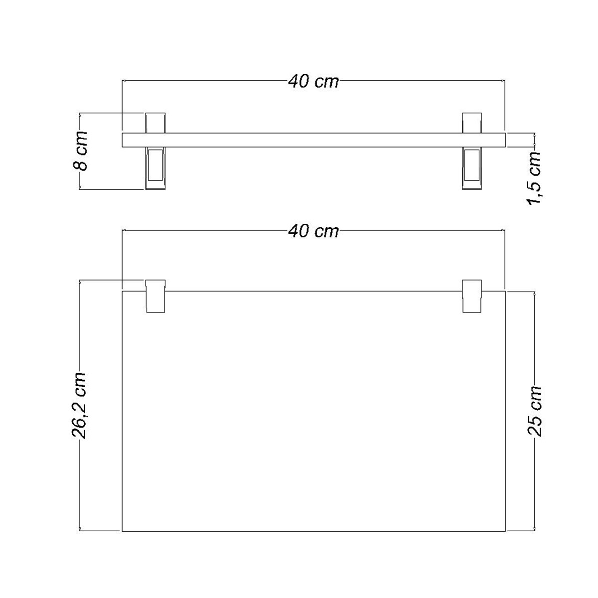 Ράφι Τοίχου (40x25x1.5) Tramontina Elite 91286/041