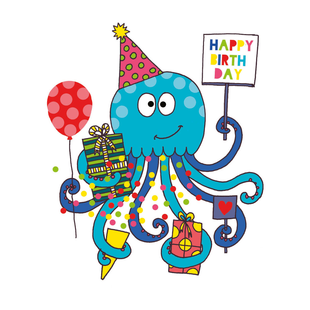 Ευχετήρια Κάρτα Απλή (12.5x15) Pictura Happy Birthday Χταπόδι