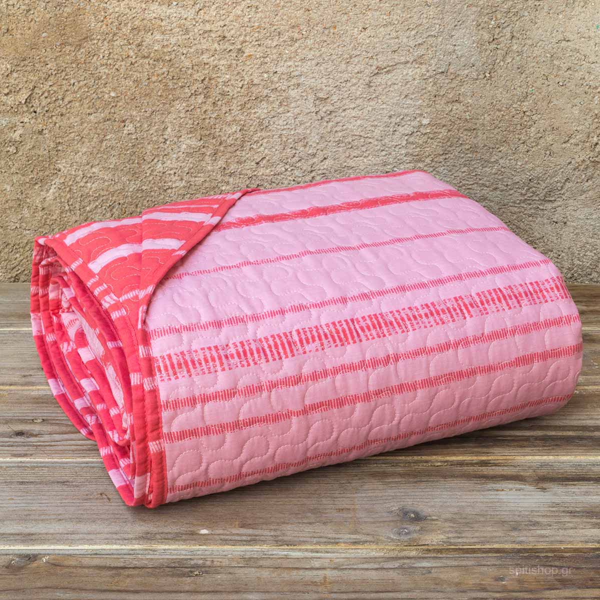 Κουβερλί Μονό (160X245) 2 Όψεων Kocoon Kilim Pink Λευκά Είδη Κρεβατοκάμαρας Μονά Spitishop