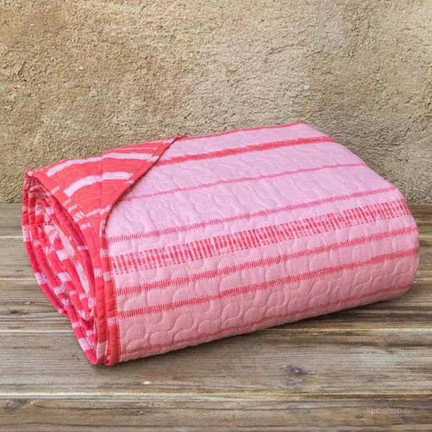 Κουβερλί Μονό (160x245) 2 Όψεων Kocoon Kilim Pink