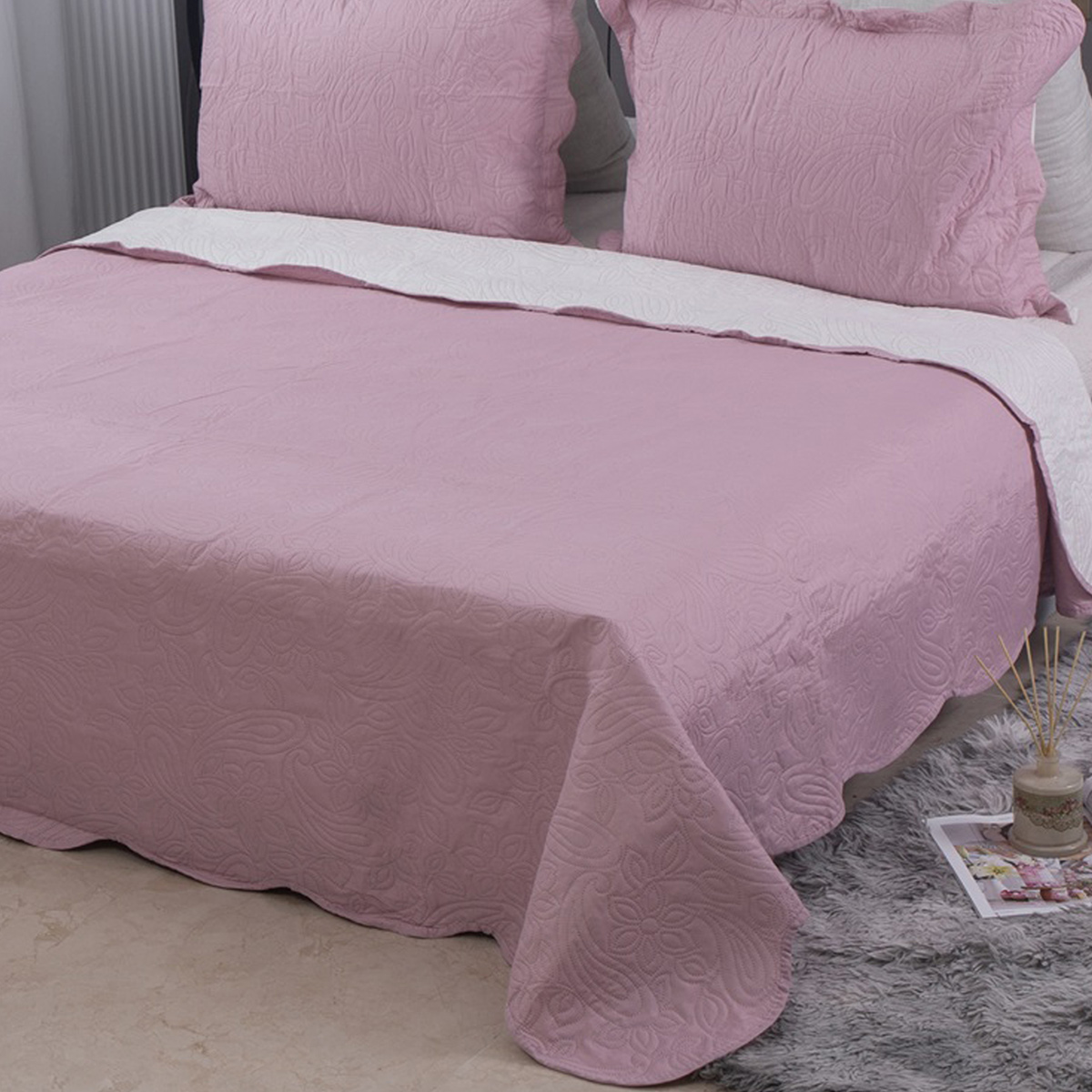 Κουβερλί Υπέρδιπλο (Σετ 220x240) 2 Όψεων Silk Fashion Solid Amethyst