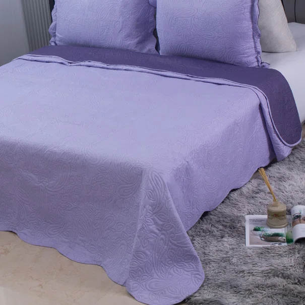 Κουβερλί Υπέρδιπλο (Σετ 220x240) 2 Όψεων Silk Fashion Solid Lila