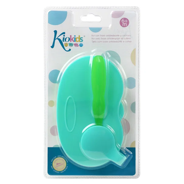 Φαγητοδοχείο Με Χωρίσματα & Κουτάλι Kiokids Πράσινο 1627