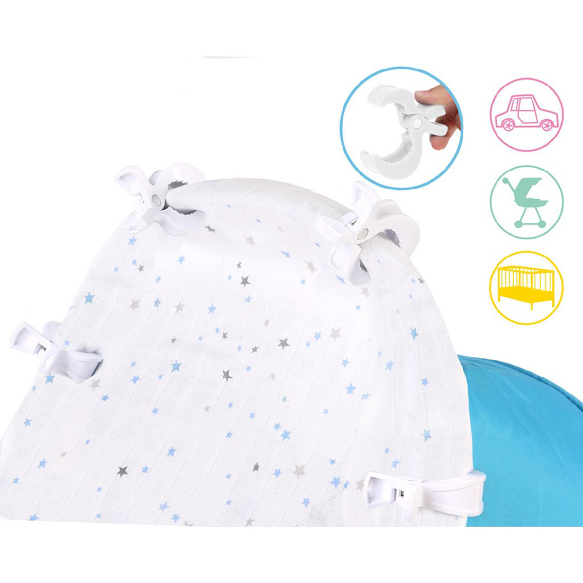 Κλιπ Πολλαπλών Χρήσεων (Σετ 4τμχ) Kiokids White 2055