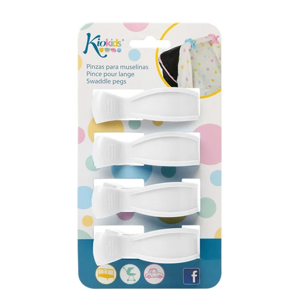 Κλιπ Πολλαπλών Χρήσεων (Σετ 4τμχ) Kiokids White 2055