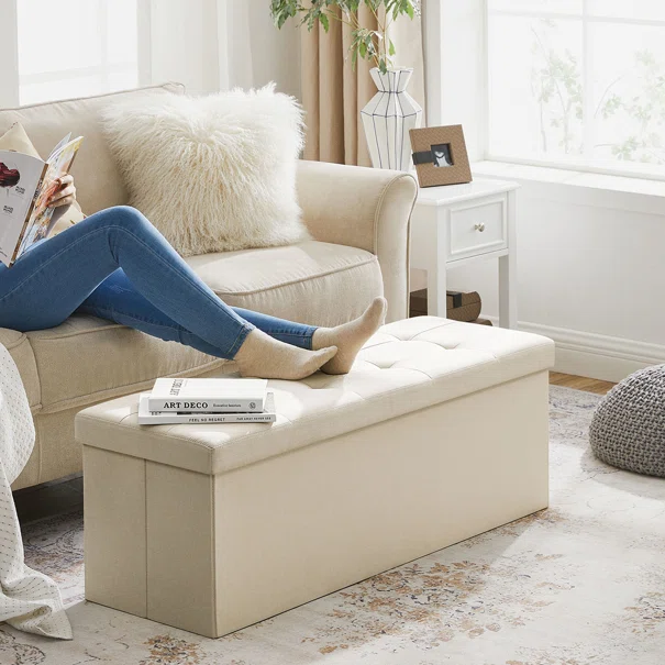 Ταμπουρέ Με Αποθηκευτικό Χώρο (110x38x38) Songmics LSF77BEV2