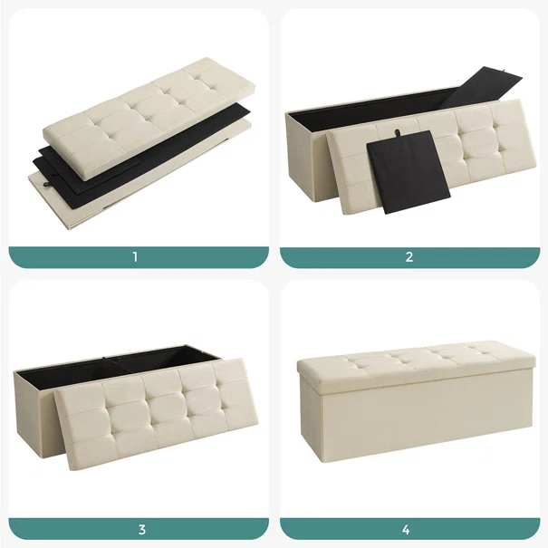 Ταμπουρέ Με Αποθηκευτικό Χώρο (110x38x38) Songmics LSF77BEV2